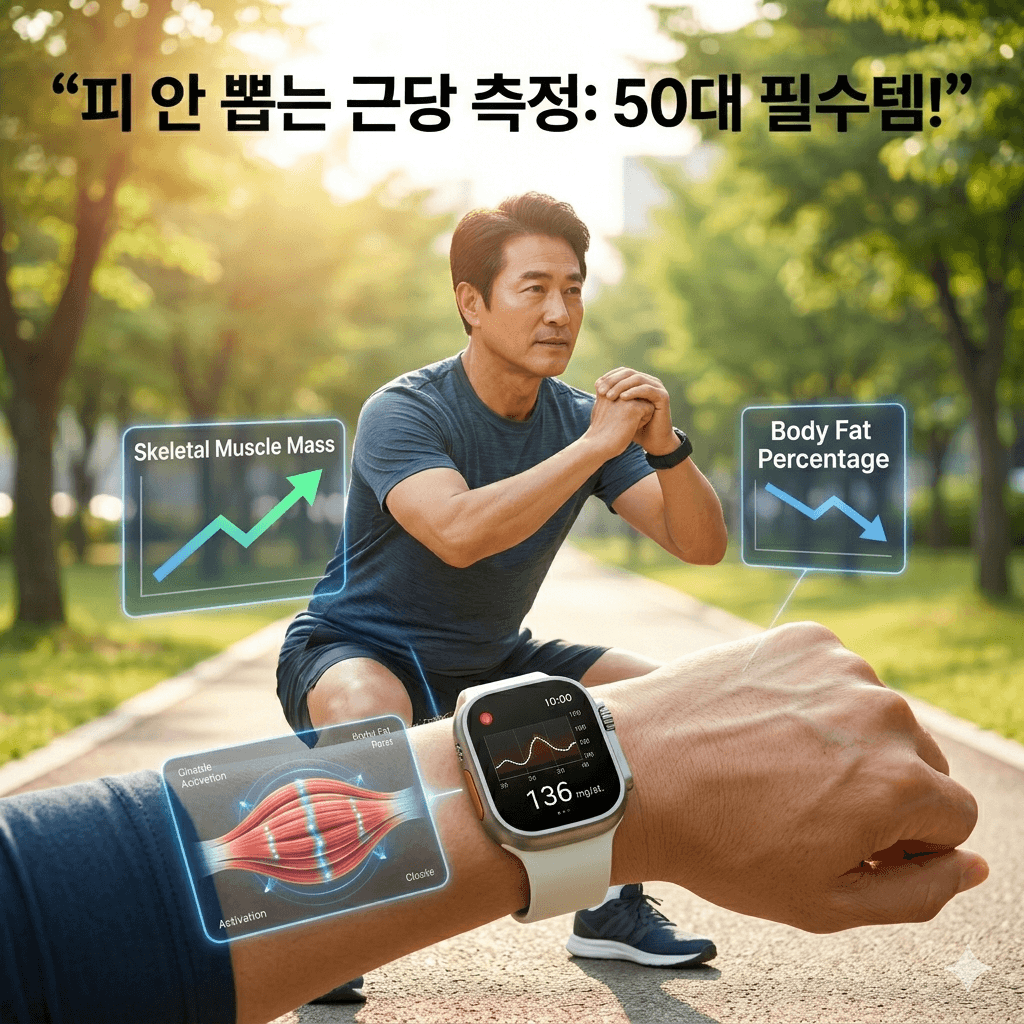 스마트워치 혈당 측정, 이제 피 안 뽑아도 된다? 50대 '몸값' 올리는 신세계,스마트워치혈당측정,50대운동,근감소증예방,액티브시니어,2026IT트렌드,부모님선물추천